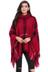 Sexy Red Turtleneck Tassel Cape Sweater